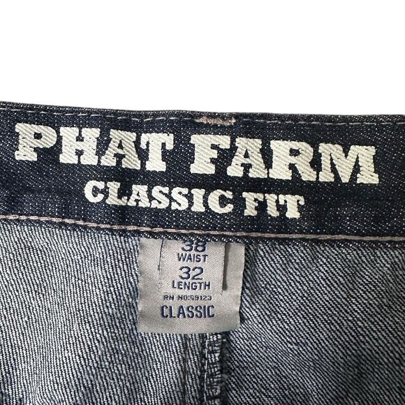 Phat Farm Skater Hip Hop Baggy Jeans Men’s 38 x 30 Blue Straight Leg Y2K - Picture 3 of 12
